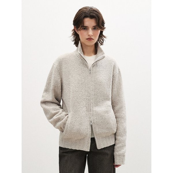 (우먼)부클레 크롭 니트 집업 - 4 COLOR