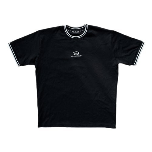 서포트 시리즈 라인 하프 티셔츠 블랙
