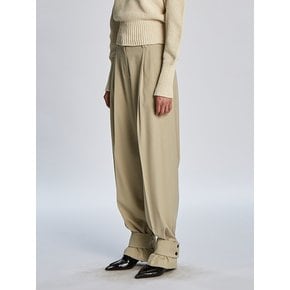 FLAP DETACHABLE WIDE PANTS (LIGHT KHAKI)