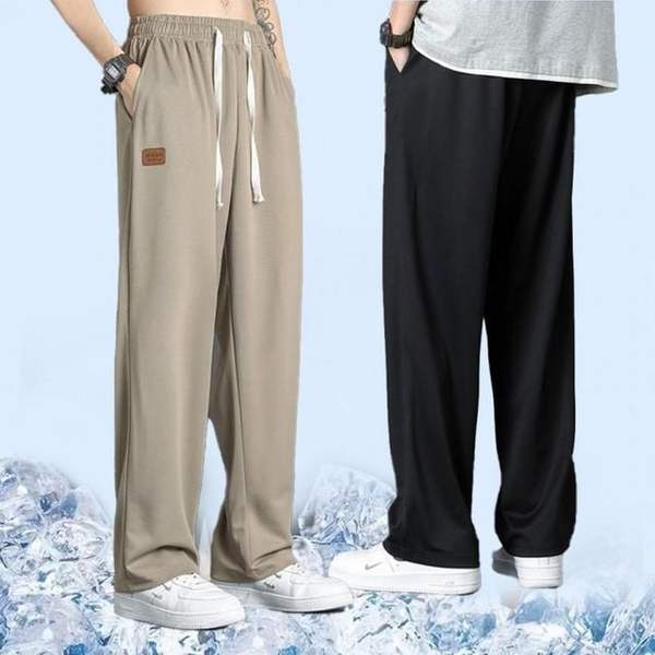 확대된 대표 남자 여름 밴딩 아이스바지 세미 와이드팬츠 쿨바지