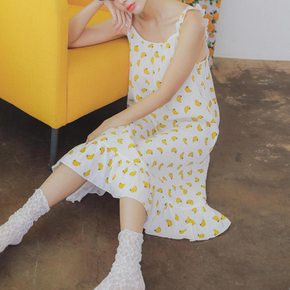 바나나 요루면 프릴 나시원피스 여름파자마 여성잠옷 홈웨어