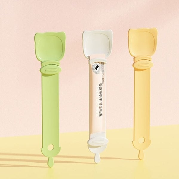 [토마]반려묘 간식 먹이스푼 츄르 짜개 펫 동물 수저 사료 숟가락 3개(CN44)