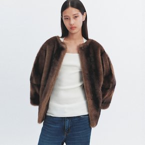 COLETTE FAUX FUR JACKET DARK BROWN