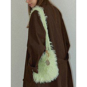 Coton de Tulear Fur Handmade Crochet Shoulder Bag (+Metal comb necklace) _ Mint
