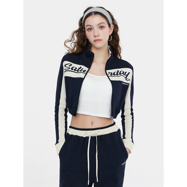 (W) 트랙 져지 크롭 자켓_네이비