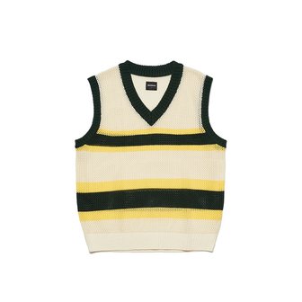 마크엠 V-NECK STRIPE KNIT VEST IVORY