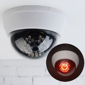 감시 보안 모형 LED 돔형 가짜 CCTV 카메라 화이트