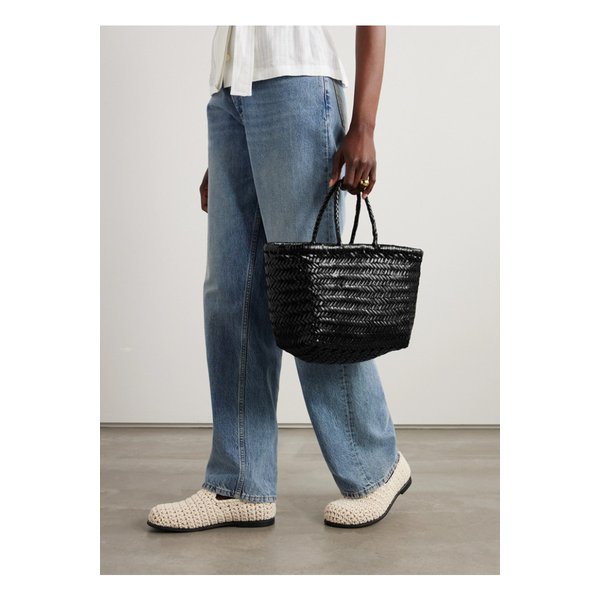 뱀부 트리플 점프 스몰 우븐 가죽 토트 블랙 1647597330046821