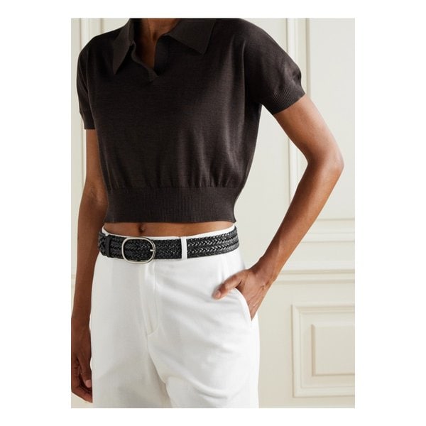 우븐 가죽 벨트 블랙 46376663162858113