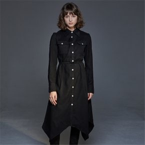 [와이제이] SILVER BUTTON SHIRTS ONE PIECE_BLACK