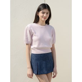 ROUND NECK PUFF SLEEVES KNIT_PINK