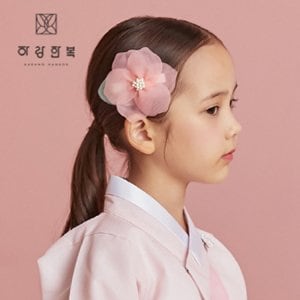 하랑한복 머리핀 동백꽃-코랄