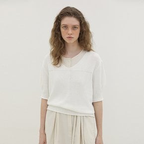 Boucle V-Neck Knit_WHITE