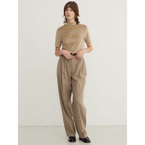 Wool Blend Wide Pleated Slacks_TAUPE