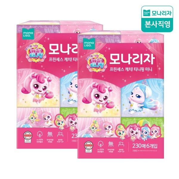 캐치! 티니핑 미니 미용티슈 230매 x6입 x2팩