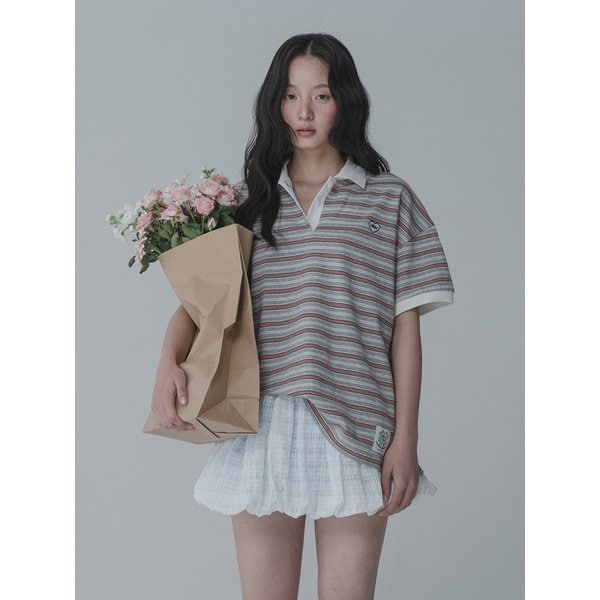 [리퍼브]HEART RUGBY COLLAR TSHIRT_GRAY