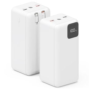 대용량 고속 동시충전 LED 2 in 1 C타입 8핀 케이블 일체형 보조배터리 50000mAh 하이온