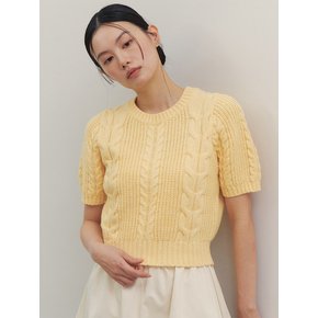 케이블 반팔 니트_Yellow
