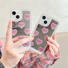 솔리드 하트 미러 젤리 케이스 아이폰12아이폰13아이폰14