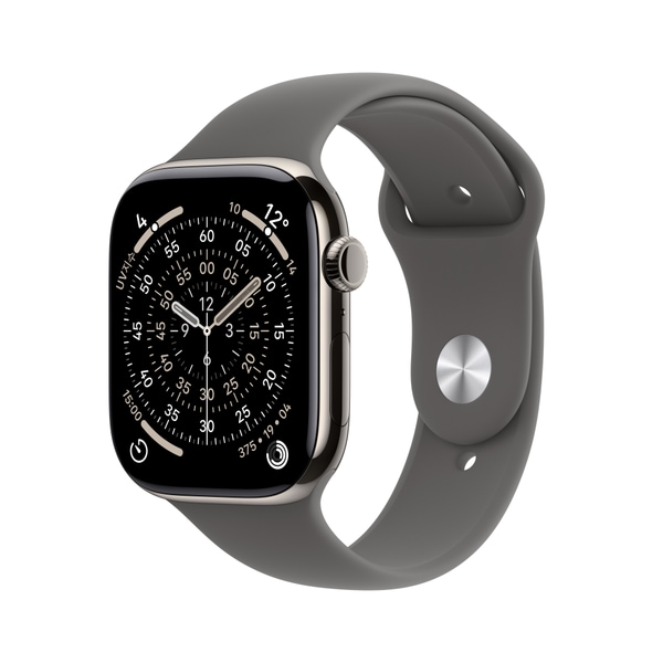 워치 11 셀룰러 42mm 내추럴 티타늄, 스톤 그레이 스포츠 밴드 (SM) MF8M4KH/A