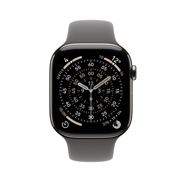 워치 11 셀룰러 42mm 내추럴 티타늄, 스톤 그레이 스포츠 밴드 (SM) MF8M4KH/A