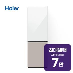 글램글라스 콤비 냉장고 304L (글램 화이트/베이지) HRP304MNWE 렌탈 60개월 월 24000원