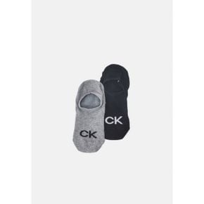 4646115 Calvin Klein FOOTIE HIGH CUT LOGO 2 PACK - Trainer socks mid grey melange