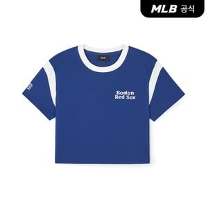 MLB [코리아공식]여성 바시티 크롭 반팔 티셔츠 BOS (Royal Blue)