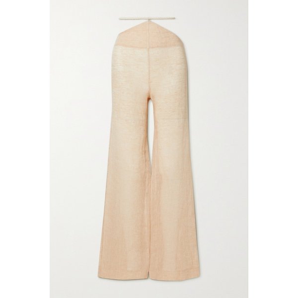 + Net Susain Sidfa Belted Cutout Organic Linen Wide-leg Pants 피치