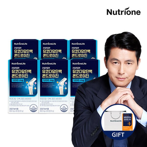 관절연골엔 뮤코다당단백 콘드로이친 1200 6박스(6개월분)+비타민D 1박스&쇼핑백 증정