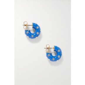 Twinkle Twinkle Gold-tone, Enamel And Cubic Zirconia Hoop Earrings 블루