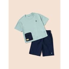 *시즌오프30%*[BEANPOLE KIDS] 핫썸머 기능성 포켓 티셔츠 상하 세트  라이트 그린