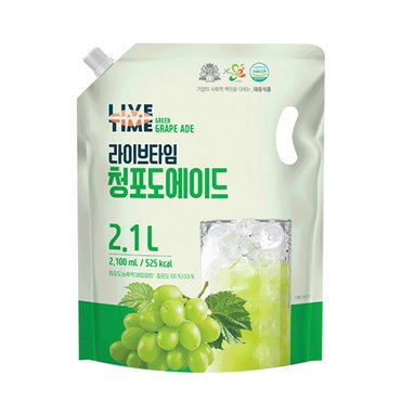  태웅 라이브타임 청포도에이드 2.1L x6개 대용량