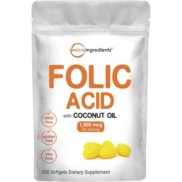 Micro Ingredients 마이크로인그리디언츠 엽산 1000mcg 코코넛 오일 500정