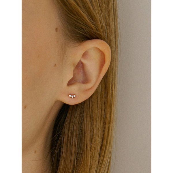 10k 리니아 커브 스톤 귀걸이