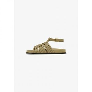 이스퀘어 4564655 Massimo Dutti KNOTTED FLAT - Ankle cuff sandals brown