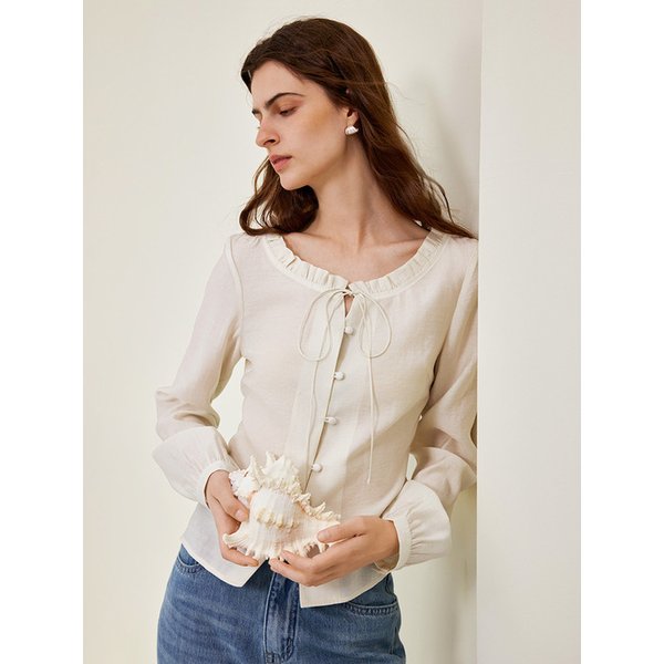 YY_Sense lace collar tencel blouse