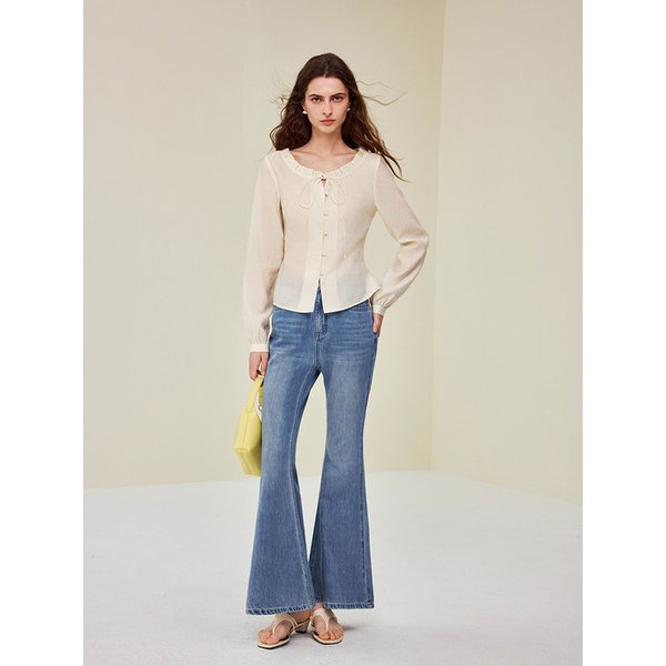 YY_Sense lace collar tencel blouse