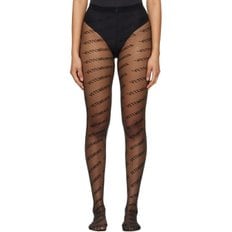 블랙 Wolford 모노그램 로고 스타킹 222669F076000