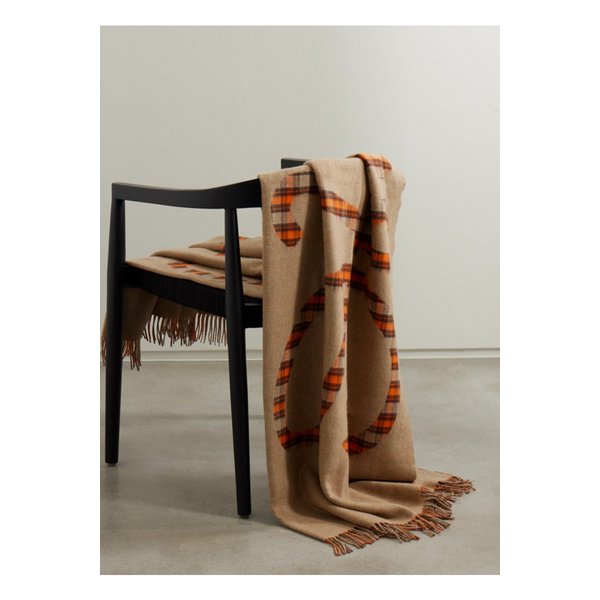 프린지 자카드 니트 울 캐시미어 혼방 블랭킷 멀티컬러 46376663162858987