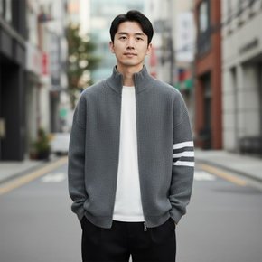 남자 삼선 니트 가디건 투웨이 집업 I4NT032
