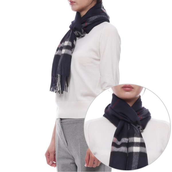 [부산점] 25FW 여성 체크 캐시미어 머플러 (8112641 INK BLUE W 25F)
