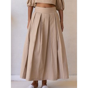 Isla Beige Pleated Maxi Skirt