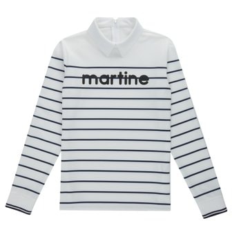 MARTINE GOLF [정상가 258000원]여성 스트라이프 카라 티셔츠 화이트 (Q0C130231)