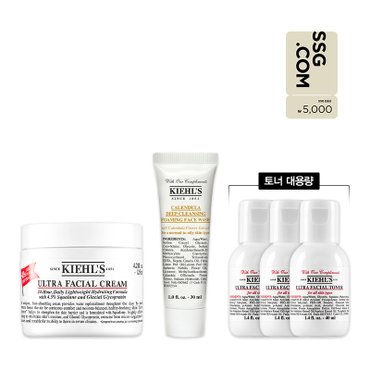 키엘 [5천원 상품권] NEW 울트라 훼이셜 크림 4.0세대 125ml 세트 (+토너 대용량 증정)