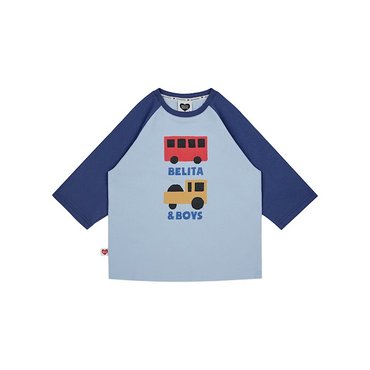 벨리타앤보이즈 블루 버스 앤 트럭 컬러 블록 라글런 미드 슬리브 BK5ATS02BL