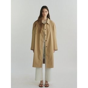 Round balmacaan trench coat (classic beige)