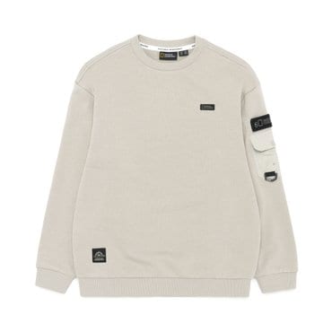 내셔널지오그래픽키즈 K233USW820 어드벤처 소매포켓 맨투맨 GRAY BEIGE