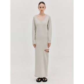 Cashmere Slit Knit Dress_Light Grey