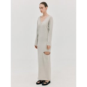 Cashmere Slit Knit Dress_Light Grey